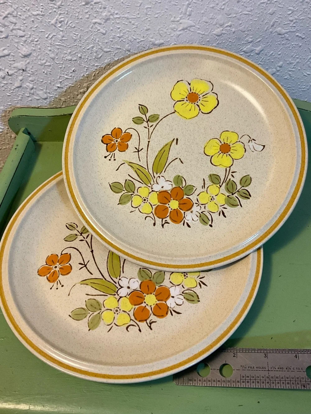 Set of 2 Hearth side garden festival sunshine flowers dinner plates